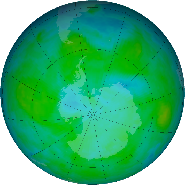 Antarctic ozone map for 27 December 1985